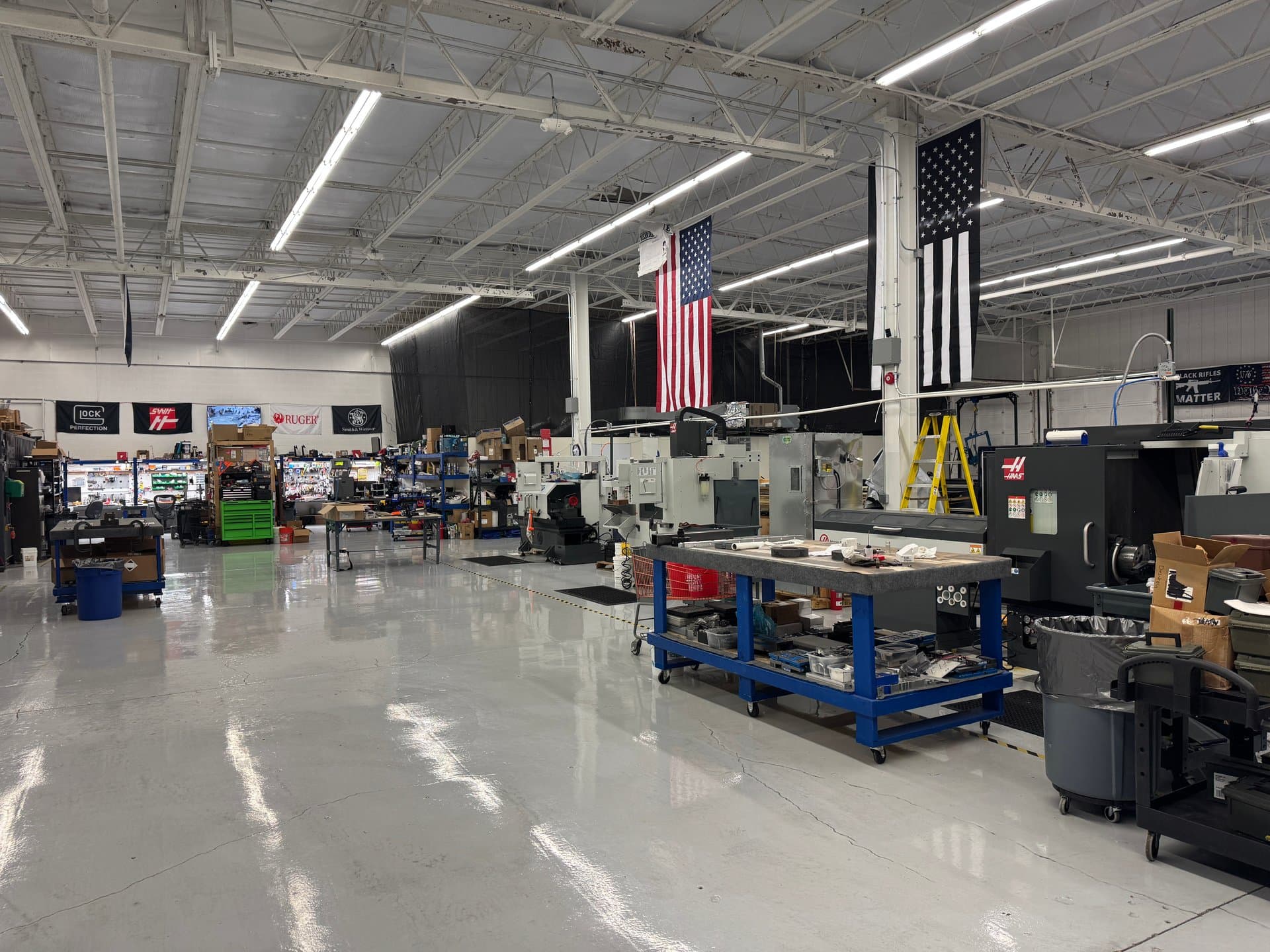 CNC machining floor — Haas vertical mills and turning centers