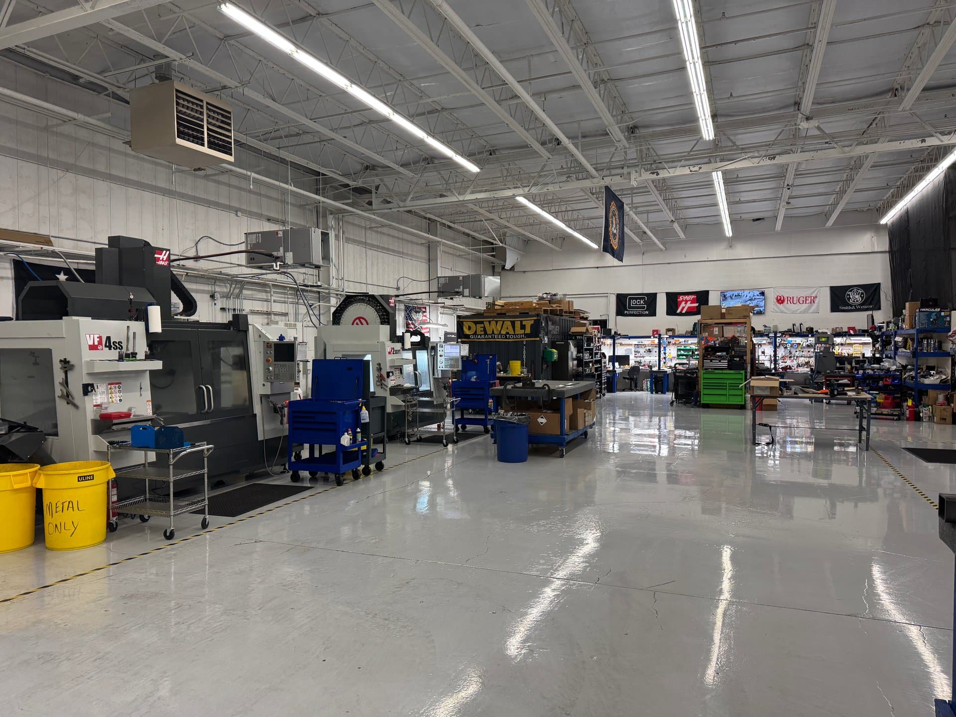CNC machining facility — Haas VF4 SSYT milling billet receivers